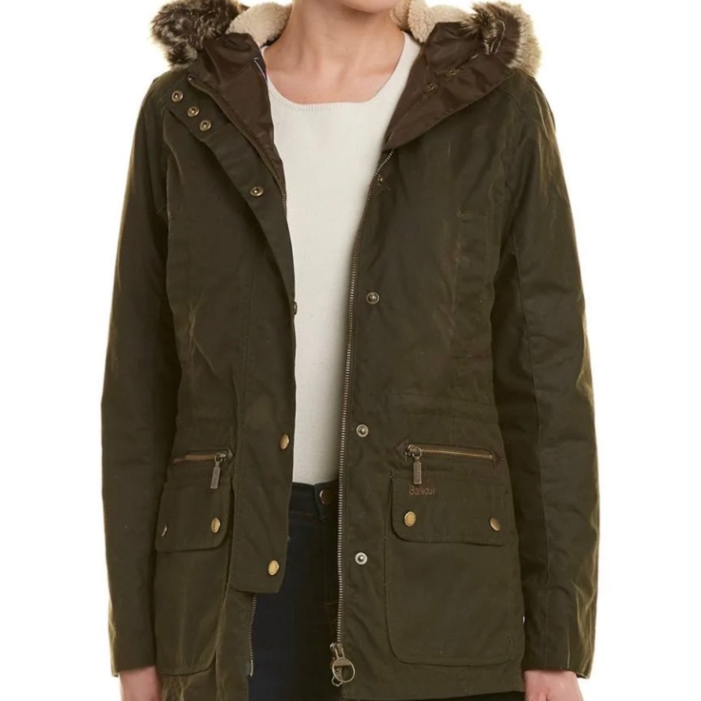 Barbour Womens Kelsall Wax Parka Jacket size US6 womens